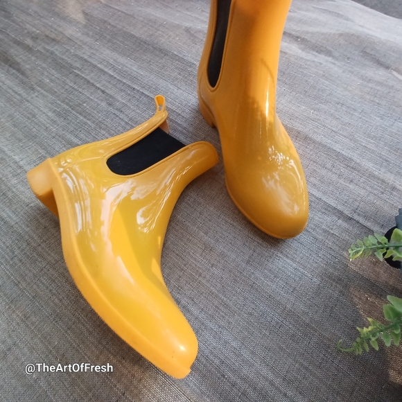 Mustard Yellow Ankle Booties Garden Rain Boots - Picture 12 of 15
